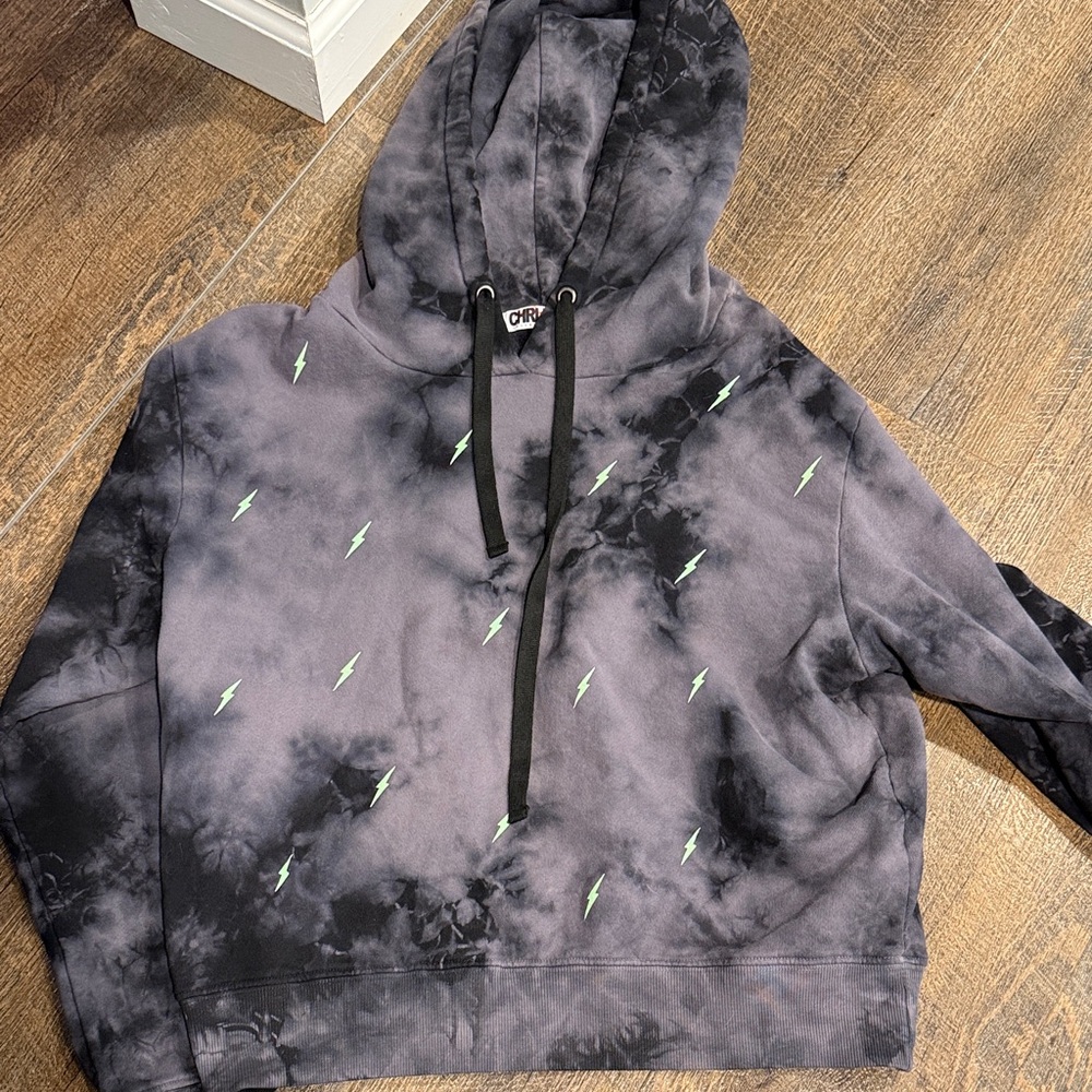 Chrldr Tie-Dye Hoodie with Lightning Print